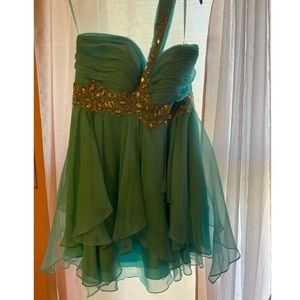 formal dress. teal.